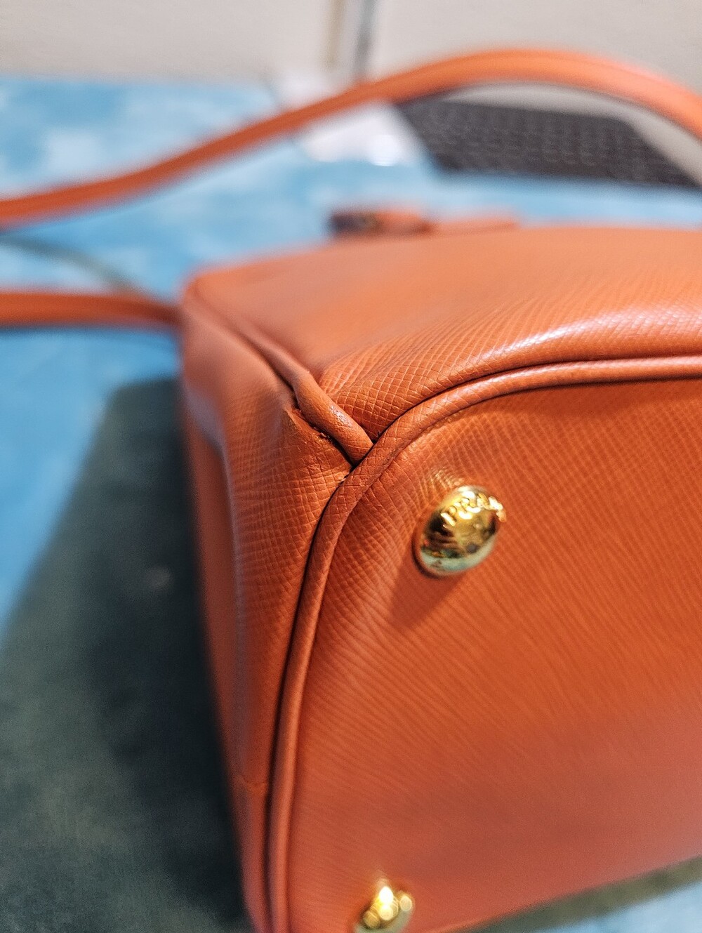 #43529-Prada Galleria PM bright orange Width-12inch Height-8 - Picture 6 of 15